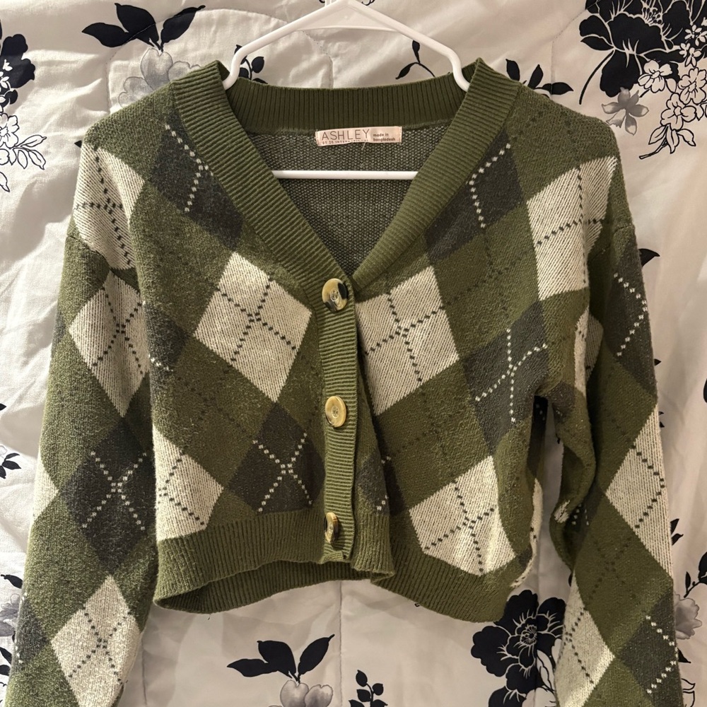 Olive Argyle Cardigan